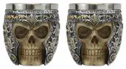 Medieval Roman Centurion Knight Skull With Helmet Tea Coffee Cup Mug Set of 2