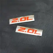 2x Red 2.0L Chrome Silver Metal Sticker Badge Emblem Decal Turbo Racing Tailgate (for: MG)