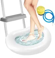 Inflatable Pool Foot Bath Basin with Pump, 35x26 inch Pool Foot Soak Washing Tub Portable Foot Soaking Basin for Pool Entry Ladder Swimming Pool Clean Feet Supplies Suitable for Pool Spa