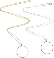 HOUDERCO 2pcs Portable Magnifier Necklace Stylish Hanging Magnifying Glass Jewelry for Easy Reading Durable Lens Pendant for Seniors and Nature Exploration