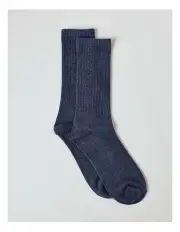 [Kenji] Plain Essential Socks in Smoky Blue Marle