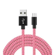 Catzon 1M 2M 3M 1Pack Micro USB Cable Nylon Braided W Phone Cable Fast Charger Cable USB Cord -Pink White