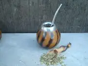 Argentina Mate Gourd Hand Made Natural Tea Cup Straw Spoon BONUS Yerba - R28
