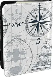 [JEJEA] Nautical Sailboat Map Print Travel Organizer Credit Cards Case Passport BookPassport Holder Cover Wallet forTraveling,, Black, One Size