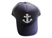 NEW FISH ANCHOR LOGO NAVY BLUE MESH UNISEX ADULT ADJUSTABLE SIZE HAT
