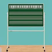 KHZKHC Mobile Music Staff Greenboard 60x90cm, Mobile Double Sided Music Greenboard, for School, Musicians and Home