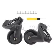 2 Pieces Flexible Luggage Swivel Wheels Casters W293 3.03 Inch Left Black Set