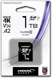 HIDISC HDSDX1TCL10UIJP3 SDXC Card, 1TB CLASS10 UHS-I Speed Class 3(U3) V30 4K Compatible