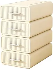 Huaniun Desktop Organizer with 4 Drawers, 4 Tier Stackable Desk Storage Box, Desk Organizer Storage Box for Office Desk Accessories