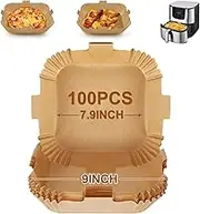 Air Fryer Liners Non-Stick, Oil-Proof Air Fryer Parchment Paper Liners with Portable Handle 100pcs 7.9 Inch Square Disposable Airfryer Liners for Cooking, Baking (7.9 Inch)