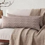 [Foindtower] Set of 2 Decorative Vintage Long Lumbar Throw Pillow Covers Neutral Modern Farmhouse Cushion Covers Floral Home Decor for Sofa Couch Chair Bedroom Living Room Outdoor,14×36 Inch,Wine Red