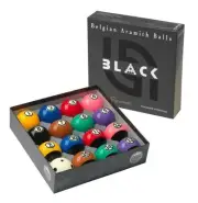 Aramith Tournament BLACK Pool Balls with Dotted Cue Ball 2 and 1/4 inch