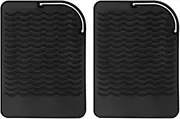 Heat Resistant Silicone Mat for Curling Irons - 2Pcs Hair Iron Mat, Black