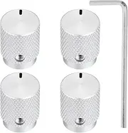 uxcell 4 Pcs Aluminium Potentiometer Knobs, 1/4"(6mm) IDx1/2(12.5mm) ODx5/8(16mm) Height Universal Volume Tone Control Knobs for Guitar, Bass, Oval Indicator, Matte Silver
