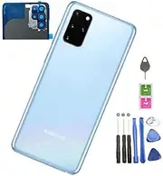 Galaxy S20 Plus Back Glass Replacement Back Cover Glass Housing Door with Camera Lens and Pre-Installed Tape for Samsung Galaxy S20 Plus S20+ with Tools (Cloud Blue)