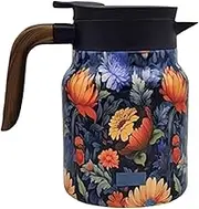 Coffee Carafe Insulated | Tea Infuser Bottle Vintage Floral Pattern 1000ml | Aesthetic Tea Infuser, Insulated Teapot Mug for Blooming and Loose Leaves Tea