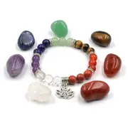 7Pcs Crystals Healing Gemstones Chakra Stones 1Pc Lava Bracelet Set For Crystals For Beginners