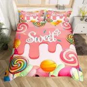 Colorful Candy Duvet Cover,Kids Rainbow Lollipop Bedding Set,Sweet and Dreamy...
