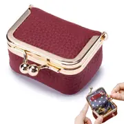 Mini Leather Jewelry Box Coin Purse Jewelry Case With Kiss Lock-Wine Red