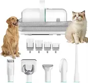Pet Grooming Kit with Vacuum, 9000Pa Ultra Quiet Dog Clippers with 5 Combs Professional, 1L Dust Container and 9 Accessories, Pet Hair Remover for Shedding Thick & Thin Dogs Cats