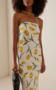 [Rodarte] Tulip Silk Crepe Strapless Dress