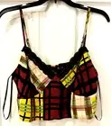 Forever 21 Bra Top Large Lace Plaid - Elastic back - Adjustable Straps NEW NWT