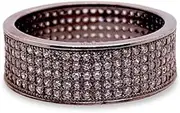 [Glitz Design] Five Row Wedding Band Black Rhodium Finish CZ