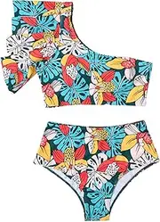 [Generic] 2XL Swimsuits for Women Plus Size Women's Bikini Leaf one-Shoulder Swimsuit Outer Single Swimwear Beachwear Girls Swimsuits with Padding