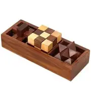 Puzzles Game 3 in 1 Cube Interlock Block Brain Teaser Desk Decor for kids AU