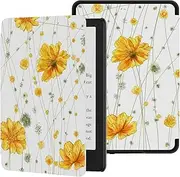 OLAIKE Case for All-New 6.8" Kindle Paperwhite (11th Generation- 2021 Release) - PU Leather Cover with Auto Wake/Sleep - Fits Amazon Kindle Paperwhite Signature Edition, Yellow Flowers