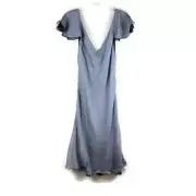 Anne Klein Dress Womens 8 Navy/White Flutter Sleeve Silk Popover Midi Dress New