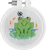 Janlynn Kid Stitch Mini Counted Cross Stitch Kit 3" Round-Soggy Froggy (11 Count
