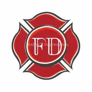 Fire Emblem Fabric Quilt Block Red Firemen Fighter Rescue Department Badge