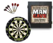 Winmau MVG Diamond Plus Dart Board + Welcome to the Man Cave Dartboard Cabine...