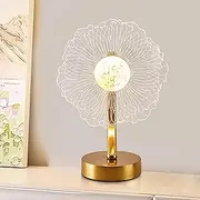 LED Table Lamp, Modern Acrylic Vintage Flower Table Lamp, 3 Colors and Stepless Dimmable LED Lamp, with USB Cable Powered Lamp, for Bedroom Living Room Home Office Decorative (Gold)