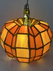 Patch the Pumpkin Stained Glass Accent Lamp 9"High Tiffany-Style Durable NEW