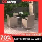 Garden Dining Set 5 Piece Black Beige Cream White Cushions Outdoor 9704