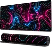 Gaming Mouse Pad with Stitched Edges, Topographic Map Pink Extended XL Mousepad