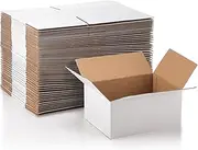 Qilery 200 Pcs Shipping Boxes Small 8x6x4 Inch Gift Corrugated Cardboard Box Literature Mailers for Packaging Moving Small Business Storage, Mailing, White