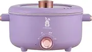 Electric Hot Pot with Steamer, 3.5L Portable Non-Stick Frying Pan, Electric Pot for Pasta, Steak, BPA Free, Electric Cooker with Power Adjustment, Over-Heating & Boil Dry Protection (Purple)