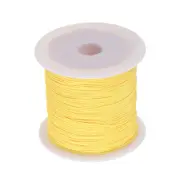1 Roll Nylon Beading Thread Knotting Cord 0.6mm 50 Yards Satin String, Yellow
