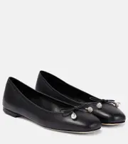 [Jimmy Choo] Jimmy Choo Elme embellished leather ballet flats AU 5 black