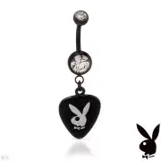 PLAYBOY Body Ring With Genuine Crystal Black Base metal, Two tone Enamel &StSl