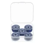Prewound Sewing Bobbin Thread Set of 5pcs with Storage Plastic Case, Dark Blue