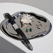 HASSOILY Modern Cloud-Shaped Ceramic Silver Jewelry Tray for for Rings, Earrings, Bracelets, Necklaces, Watches, Keys, Perfumes. Aesthetic Room Decor Gifts for Women