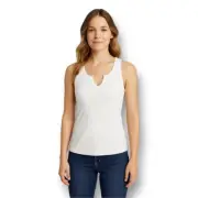 Articles of Society S White Chunky Ribbed Cotton Slit Neck Tank Top Casual