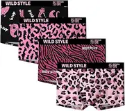 [abandi] Mens Boxer Briefs Leopard Print Underwear for Men, Breathable Ice Silk Boxers with Pouch, Cute Funny Gifts for Him