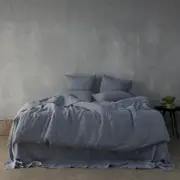 Chambray Linen Duvet Set - 100% French Flax Linen, Queen / Chambray