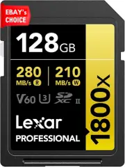 Professional 1800X 128GB SDXC UHS-II Card High Speed Memory for Cameras