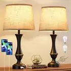 Upgraded Touch Lamps for Night Stands Set of 2 - Bedside Lamps with USB C+A, 3 W